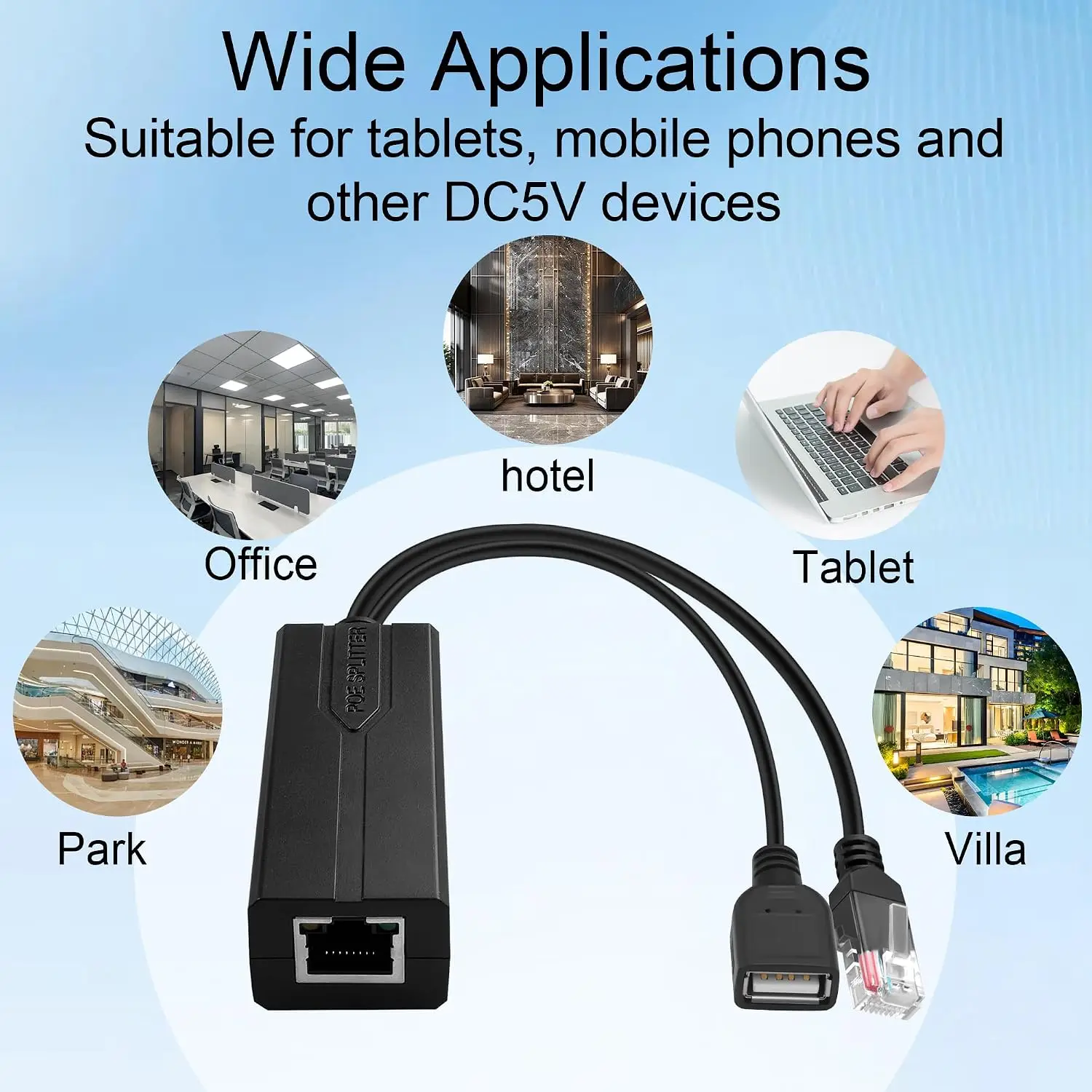 PoE Splitter 5V 2.4A USB Type C Female IEEE 802.3af/at Suitable for Security Network Cameras/VoIP Phones Power Over Ethernet view 3