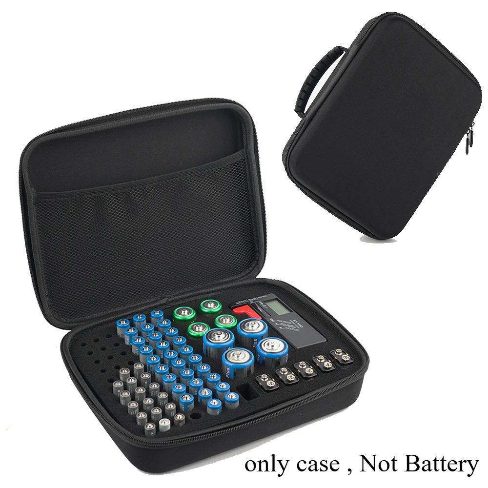 Hard Shell Battery Organizer Case, Portable Storage Holder Bag for 183 Various Batteries AA, AAA, C, D, 9V Button Cell (Box only
