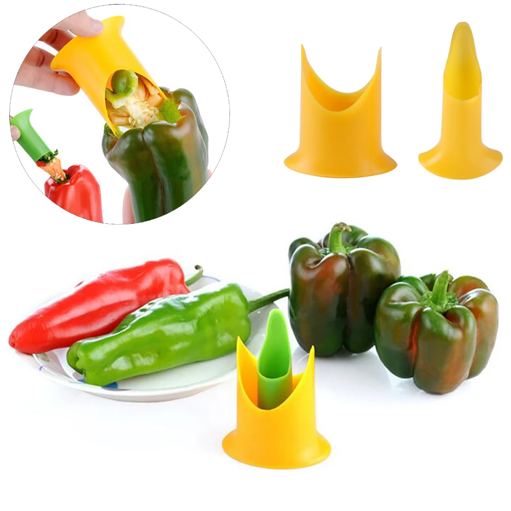 2Pcs/Set Slicer Vegetable Cutter Random Pepper Fruit Tools Cooking Device Kitchen Seed Remover Creative Corer Coring Gadget