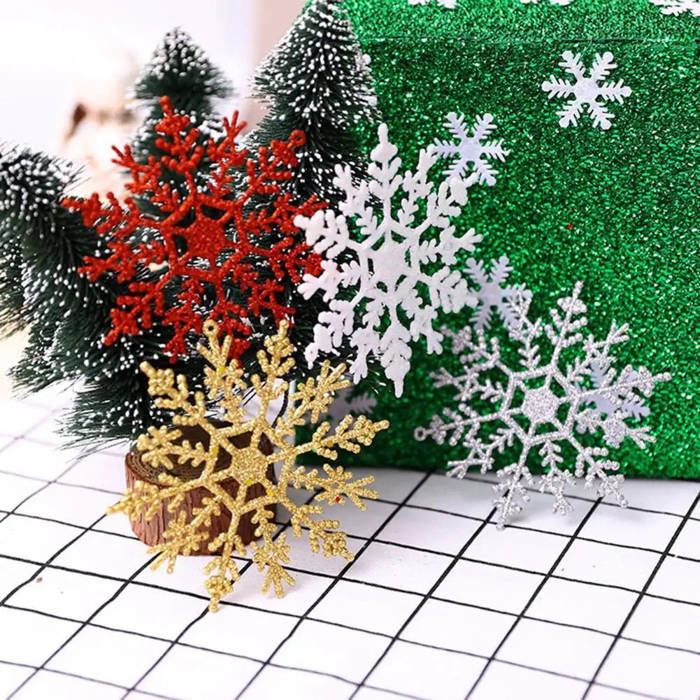 3Pcs Christmas Snowflake Sparkling Glitter Snowflake with Hanging Rope Xmas Tree Hanging Ornaments Home Decorations