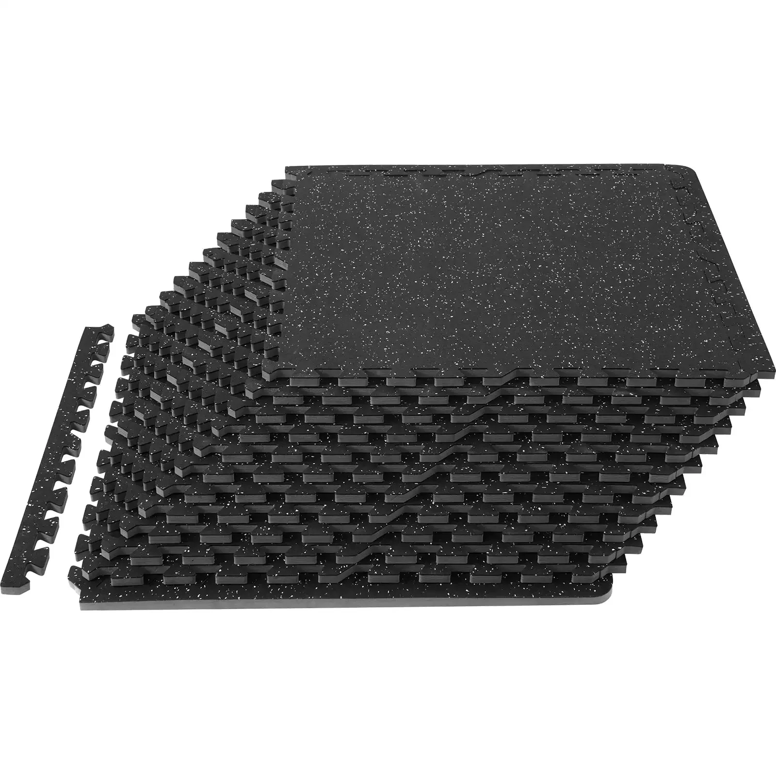 12pcs 1/2 inch Thick Gym Floor Mats, 24" x 24" EVA Foam & Rubber Top Interlocking Workout Floor Mats with 48 sq