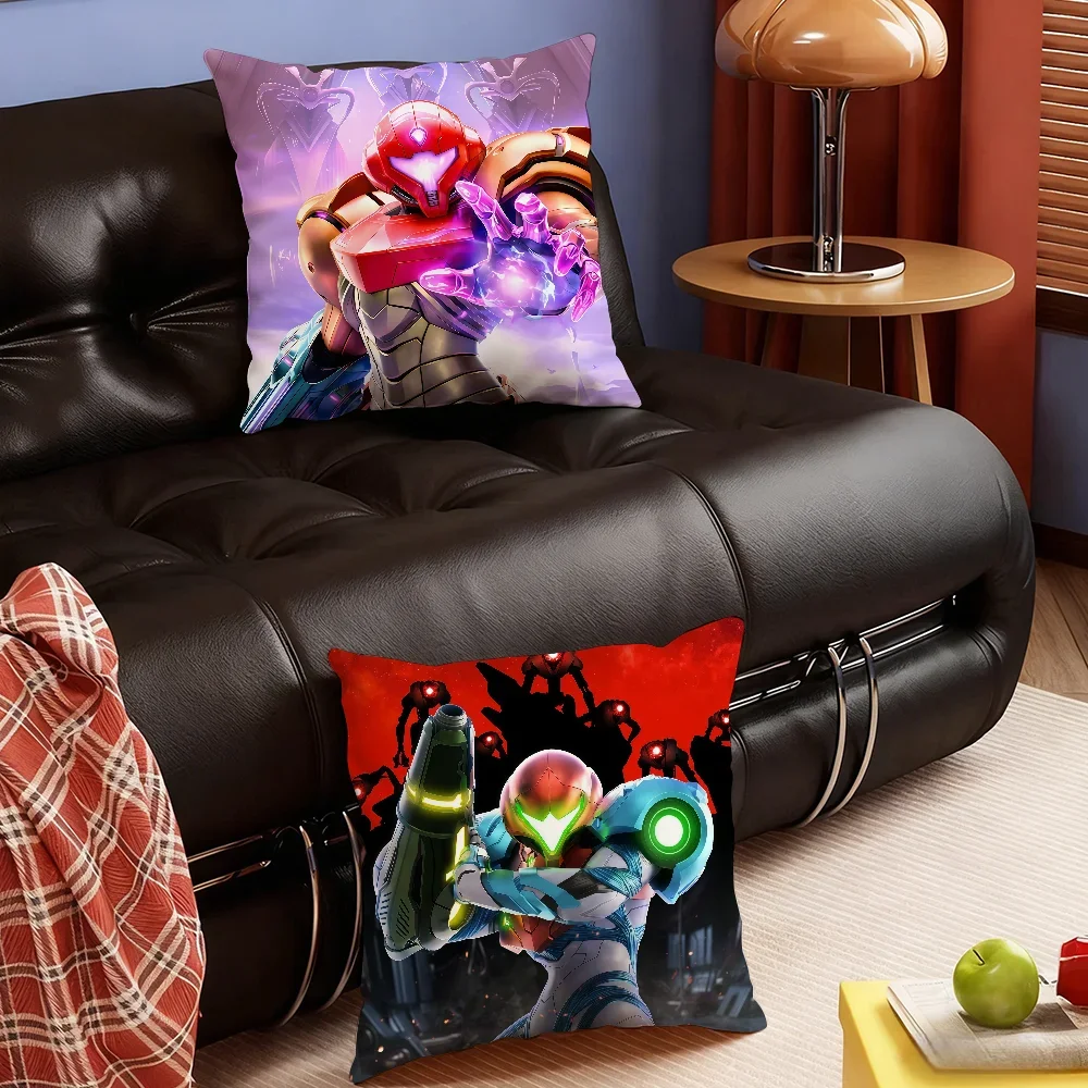 Game M-Metroid P-Prime-S 4 cushion cover Soft Smooth Pillow Case Hidden Zipper Washable Decorative Couch Office Gift