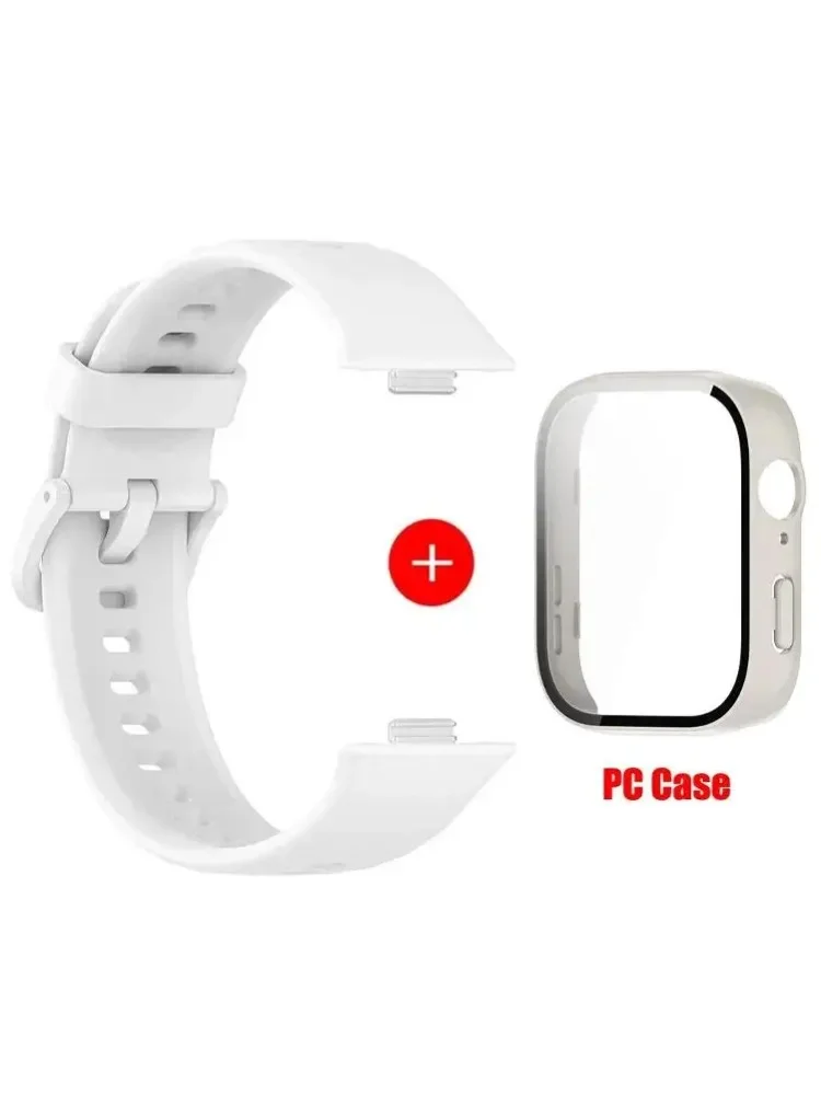 Gehäuse aus gehärtetem Glas + Armband für Huawei Watch Fit 3, Silikon-Sportarmband für Huawei Fit3, Ersatz-Uhrenarmband-Zubehör