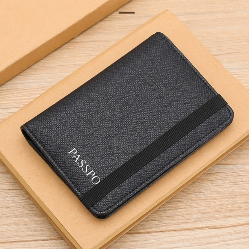 

PVC Business Travel Passport Organizer - Women and Men Elastic Band Closure Multi-Slot Holder for Passport & Travel Accessories
