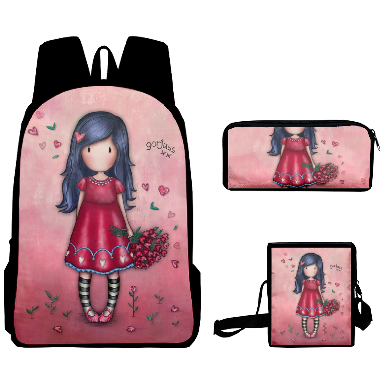 

Cartoon Anime The Girl in the Snow 3D Print 3pcs/Set pupil School Bags Laptop Daypack Backpack Inclined shoulder bag Pencil Case