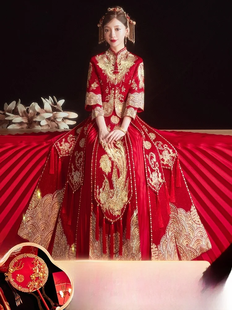 

Couple's Wedding Suit Slimming Dragon And Phoenix Gown New Bride Drinking Ceremony Traditional Chinese Wedding Clothes