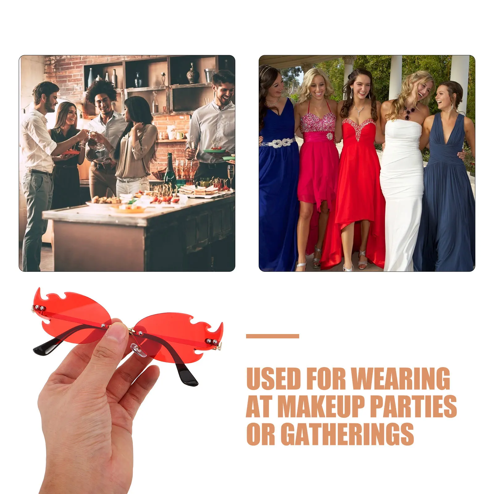 1 زوج بدون شفة لهب النظارات الشمسية إطار زي حفلة اكسسوارات هالوين عيد ميلاد تأثيري التقطت الصور الجدة النظارات #5