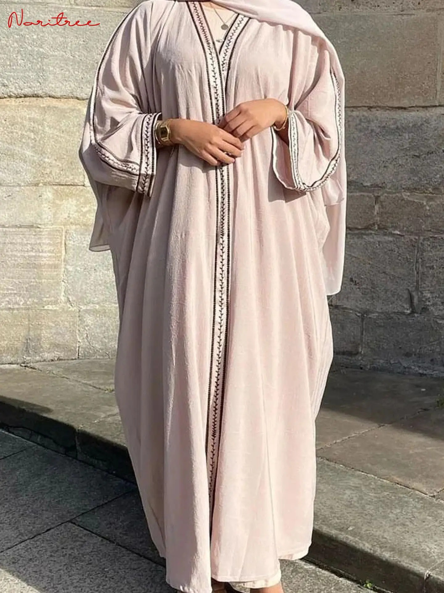 

Fashion Oversized Opend Abayas Djellaba Embroidery Muslim Dress Dubai Full Length Abaya Dubai Turkey Muslim Islam Robe WY1588