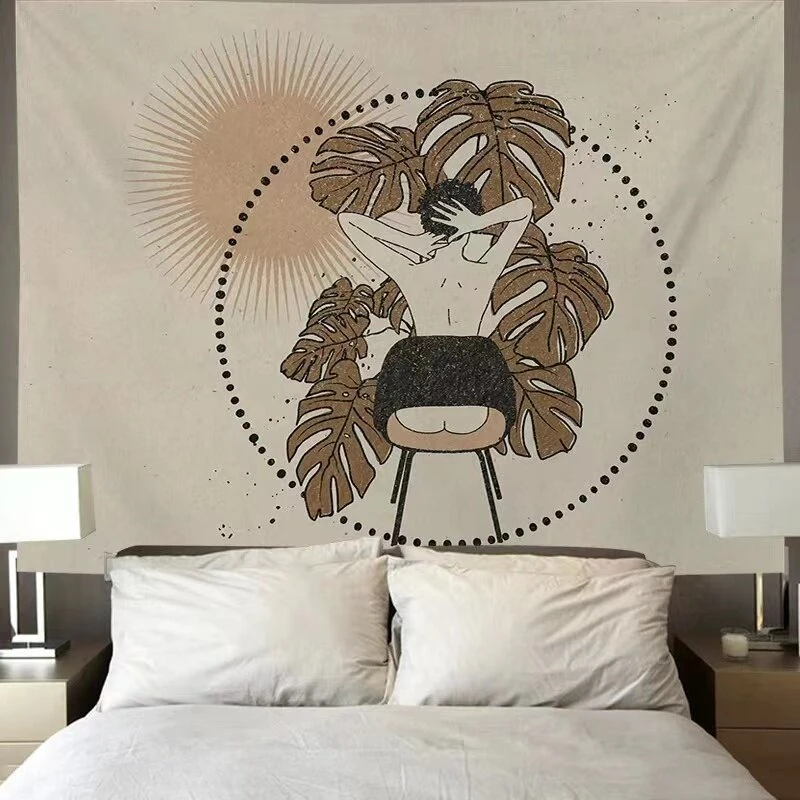 VIKAMA Boho Leaf & Monet Tapestry Wall Hanging, 6 Assorted Designs, Wall Art Decor for Bedroom Living Room