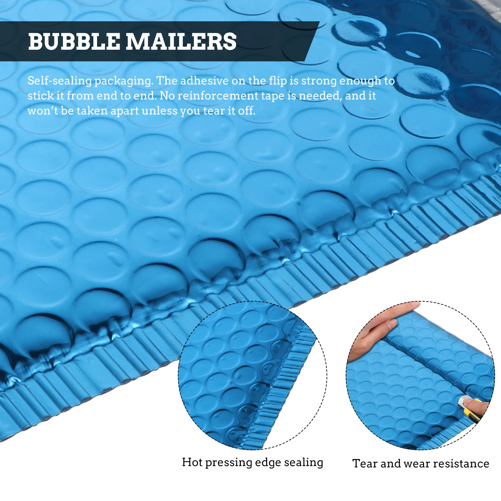 50 قطعة حقيبة بريد فقاعة مغلفات مبطنة ذاتية الختم مقاومة للماء وخفيفة الوزن لمتجر الشحن عبر الإنترنت كيس التعبئة والتغليف الحرفية