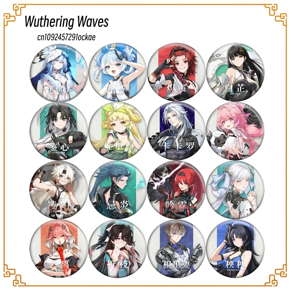 58mm Games Wuthering Waves Button Pin Changli Jinhsi The Shorekeeper Yinlin CALCHARO Baizhi Cartoon Brooch Badge Bag Gift