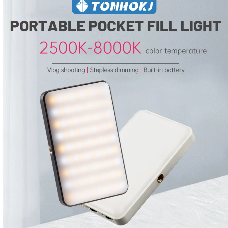 

Led Video Light 3200-6500K 2000mAh Type-C Camera Light Vlog Fill Light Photography Lighting Studio Lamp