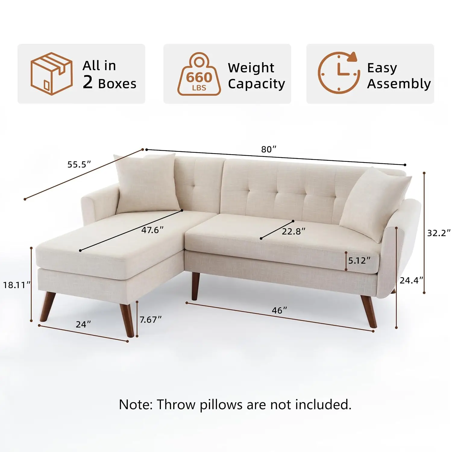 L Shaped Sectional Sofa, 80