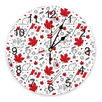 Canadian Flag Maple Leaf Beaver Large Wall Clocks Kids Room Silent Wall Watch Office Home Decor 10 Inch Hanging Watch Gift