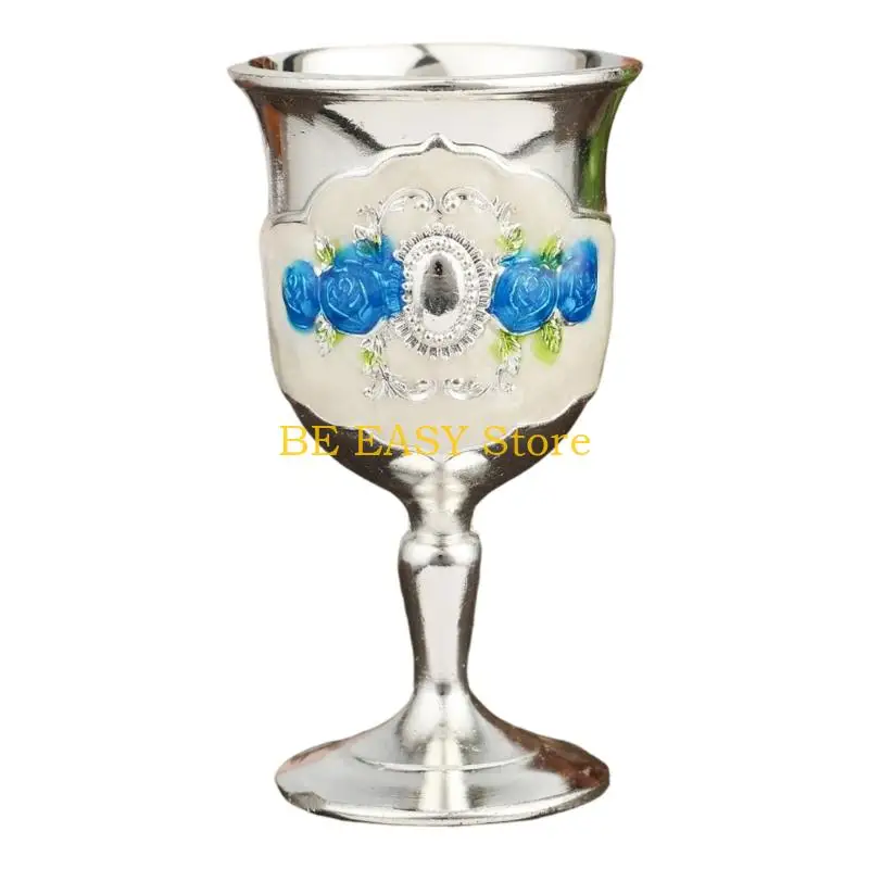 E28F Handcrafted Zinc Alloy Decorative Shot Glass Drinking Cup with Florals Carving Suitable For Restaurants And Event