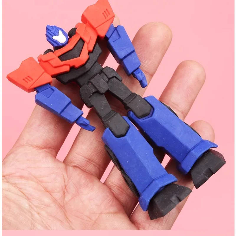 Transformers-goma de borrar creativa ensamblada, Accesorios de escritorio desmontables de dibujos animados de Anime Kawaii, pequeños premios para estudiantes