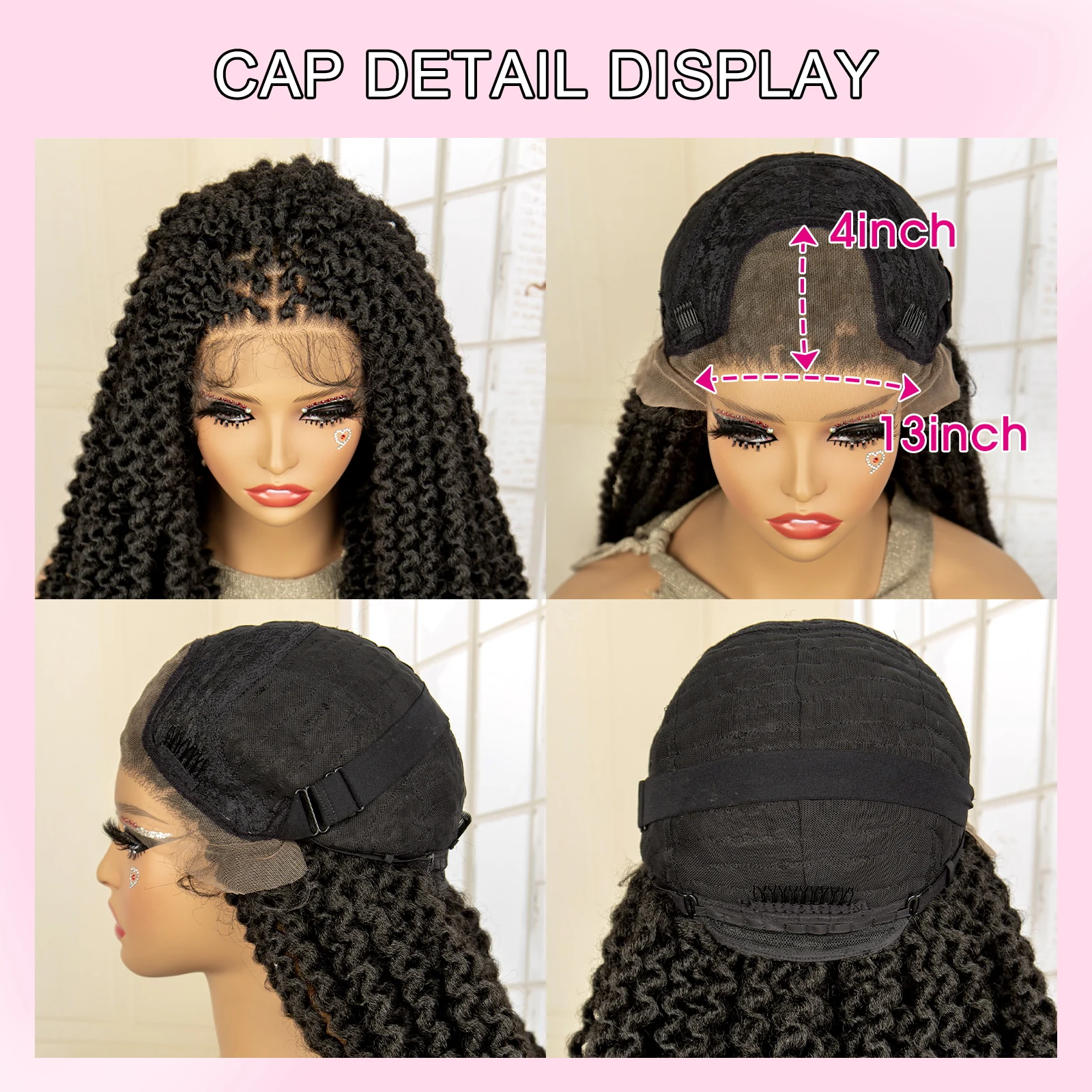 Peluca trenzada sintética peluca Dreadlock peluca Afro peluca Frontal de encaje 13X4 con caja de pelo de bebé peluca trenzada para mujeres negras 28 pulgadas