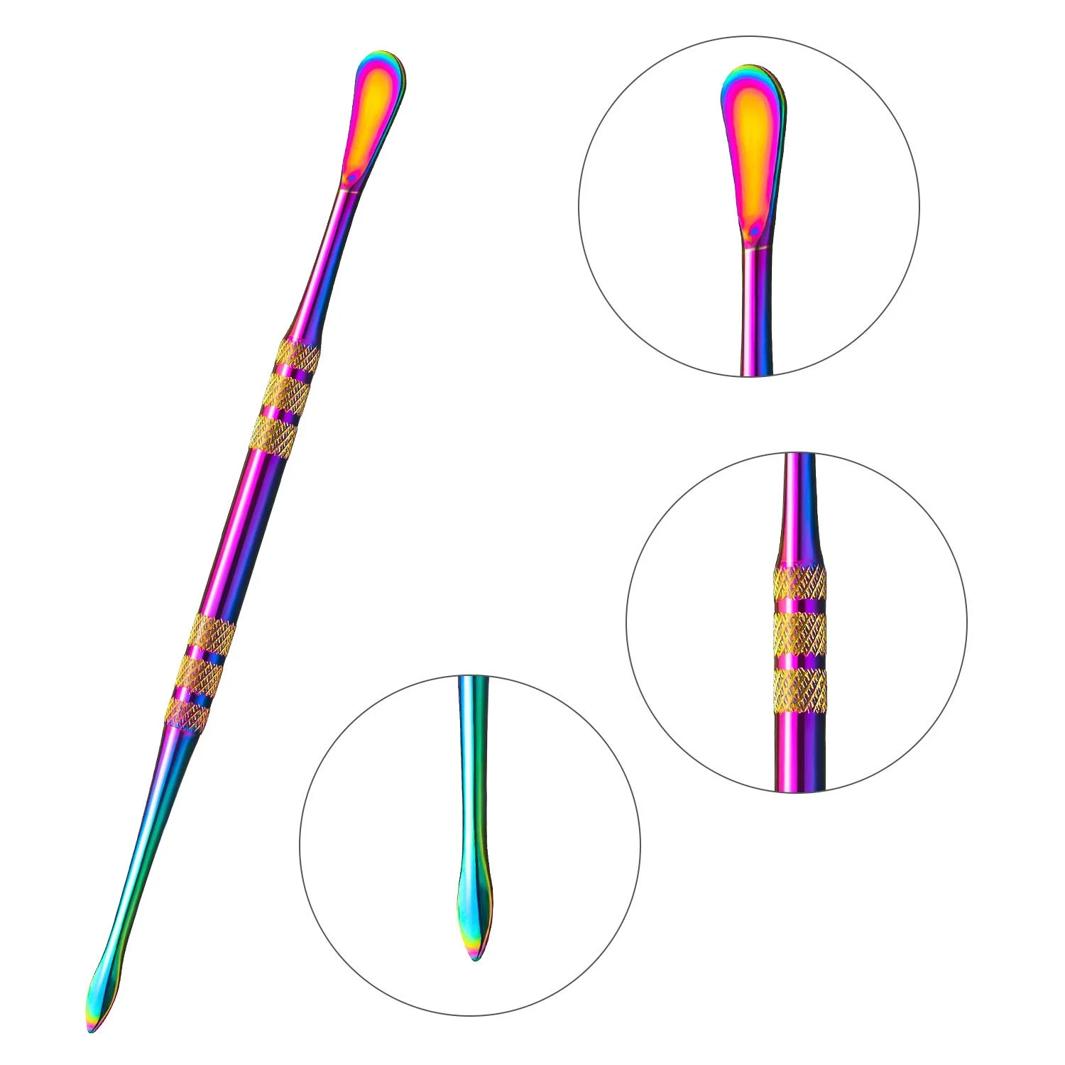3 paquets d\'outils Carimplementation en acier inoxydable arc-en-ciel noir argent et Gold-12cm/4.71in