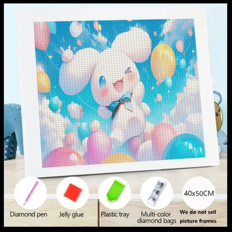 1PC süße weiße Wolke Kreatur & bunte Luftballons 5D voller Bohrer Diamant Malerei Kit, DIY Kristall große Edelstein Kunst, Cartoon Diamant P