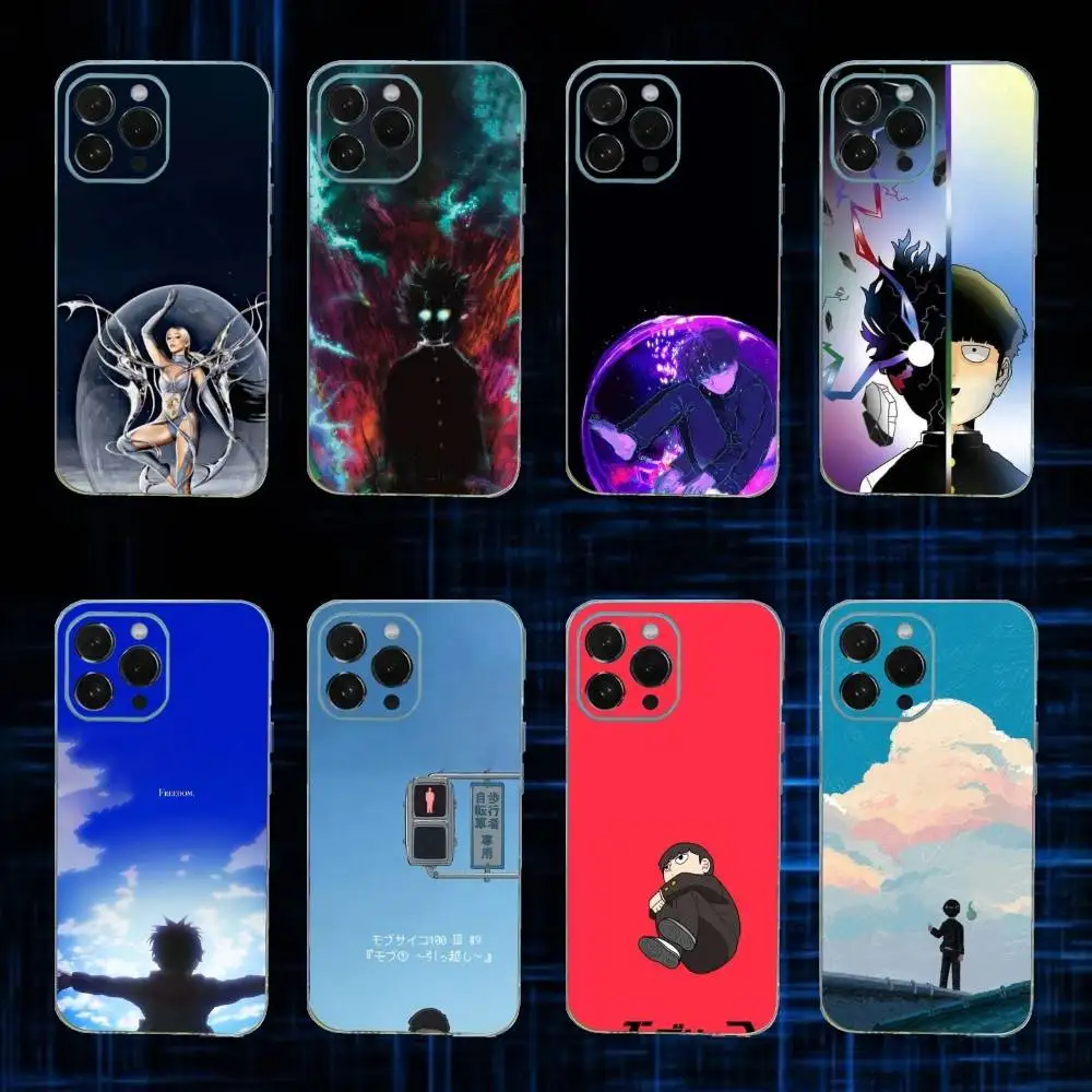 

M-Mob P-Psycho Anime 100 Phone Case For iPhone17,16,15,14,13,12,11 Plus,Pro Max Soft Transparent Cover