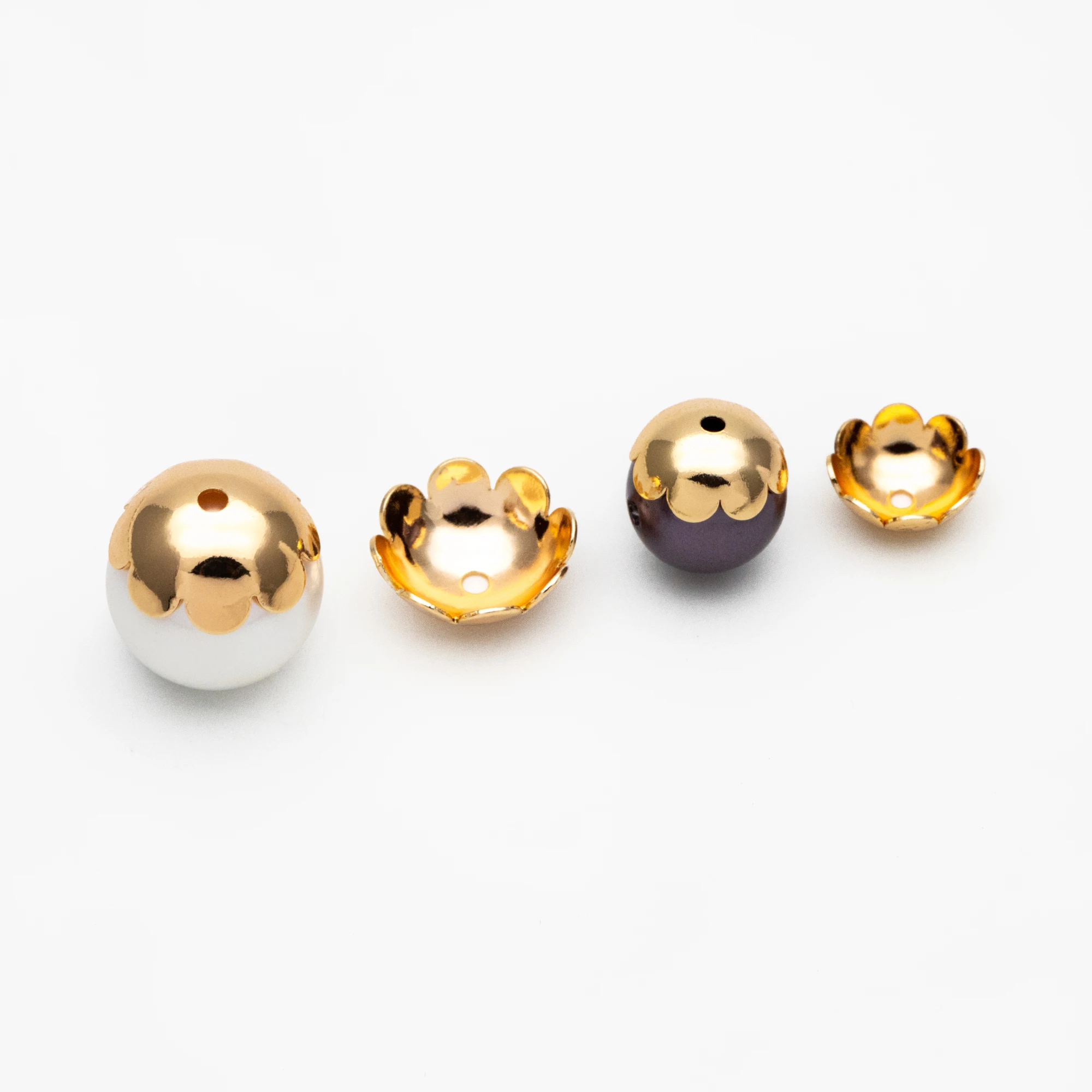 

20pcs Gold Bead Caps 8/ 10mm, Real Gold Plated Brass, Lead Nickel Free (GB-056)