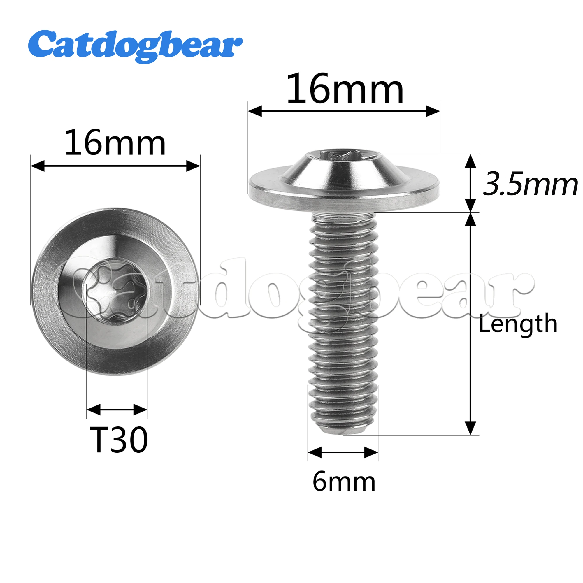 Catdogbear Titanium Ti Bolt M6x10 15 20mm Torx Head Screw for Riding Brake Level Stem Bike Parts Fasteners