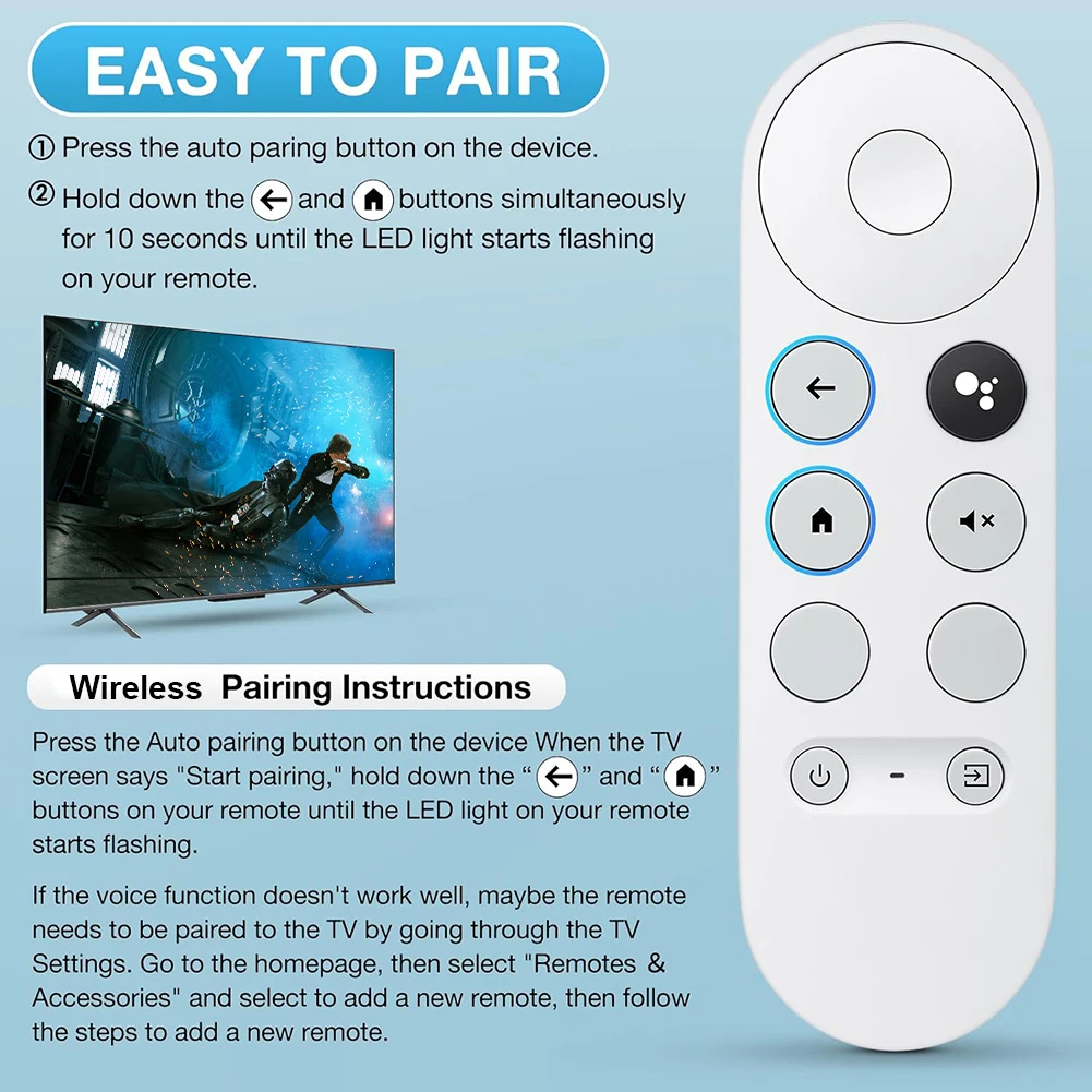 G9N9N IR Remote Bluetooth-Compatible Voice Universal Remote Control Remote Controller for Google TV Chromecast 4K Snow