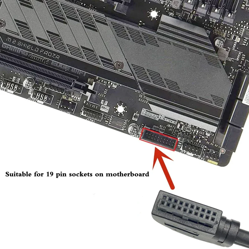20cm USB 3.0 Motherboard 20 Pin Elbow Extension Cable 19 Pin to 20 Pin Male to Female Chassis Panel Extension Cable