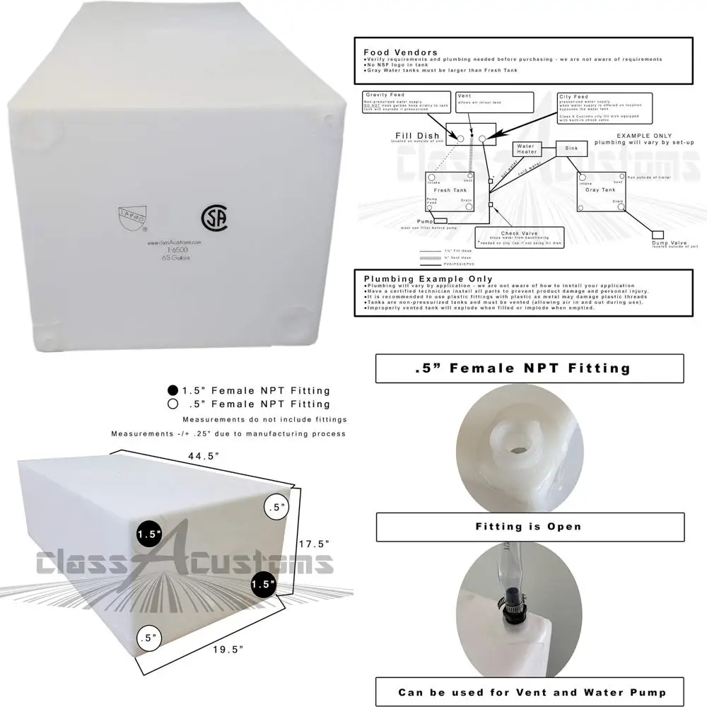 Freshwater Storage Tank for RVs - 65 Gallon Capacity | Premium Quality