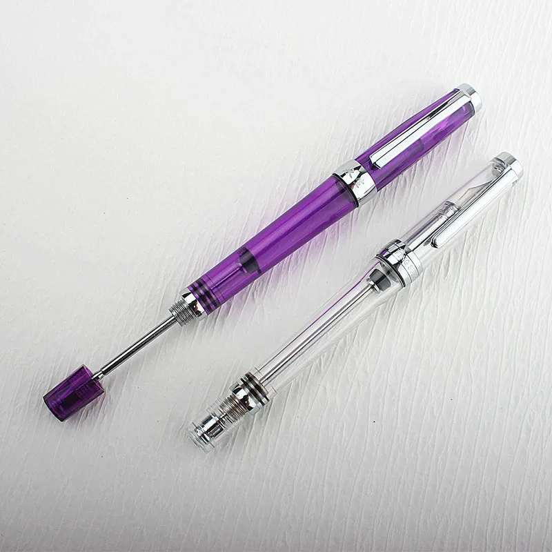 Yongsheng 013-pluma estilográfica de relleno al vacío, pluma de tinta transparente acrílica, sección transparente EF/F/ Nib, pluma de regalo para