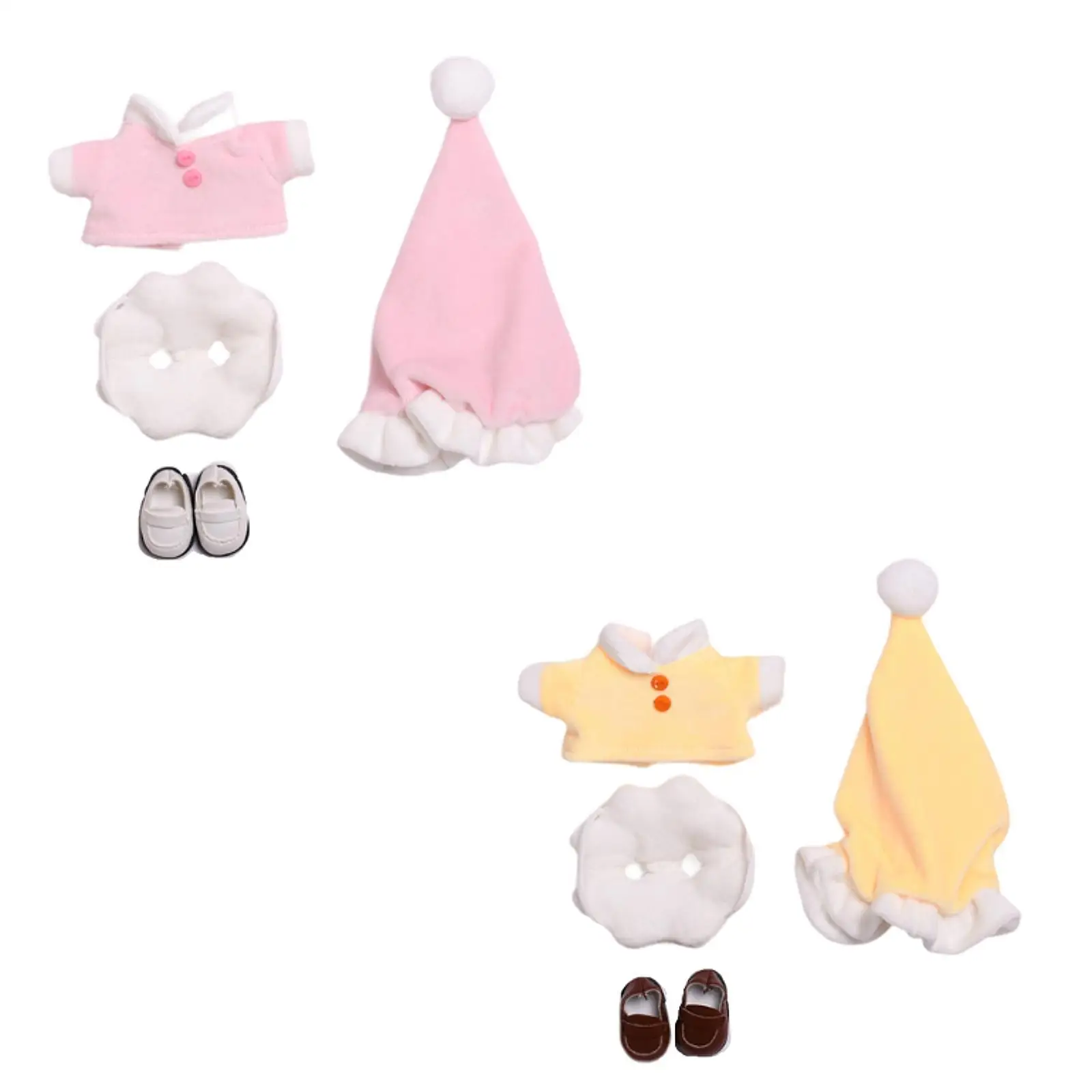 Doll Sleepwear DIY Doll Decor Soft Include Top, Pants, Hat, Shoes Costume Accessories for 15cm Doll Baby Doll Halloween Gifts