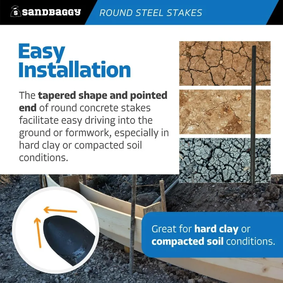 أوتاد على شكل خرسانة فولاذية مستديرة مع فتحات أظافر لمشاريع البناء والأساس - طلاء مقاوم للصدأ يعزز لون #4