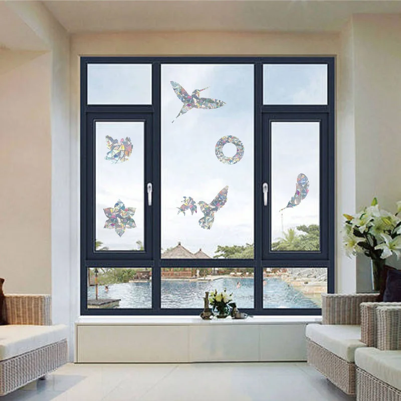 2 Sheets Unique Window Sticker Hummingbird Window Decoration Anti-collision Window Sticker Electrostatic Glass Film Decal