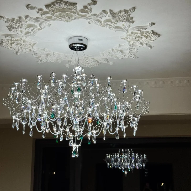 

French luxury crystal lamp living room pendant lamp ins artistic firefly room lamp starry sky restaurant lamp design