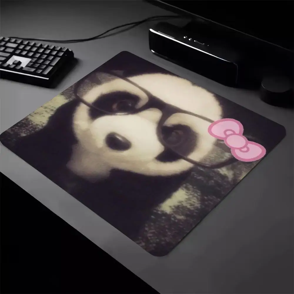 Cool Glasses Panda Small Gaming Mouse Pad Retro Art Anti-slip Lock Edge Deskmat PC Gamer Laptop Keyboard Mat Desk Protector
