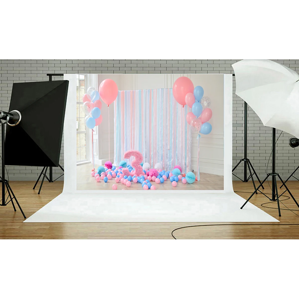 

3rd Birthday Photo Background Cloth Durable Seamless Wrinkle Free Backdrops Kids Props Photography Studio Supplies Set
