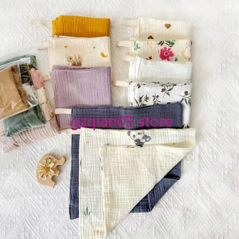 مجموعة مناشف N7ME القطنية اللطيفة للرضع، منشفة مربعة الشكل، مكونة من 5 قطع