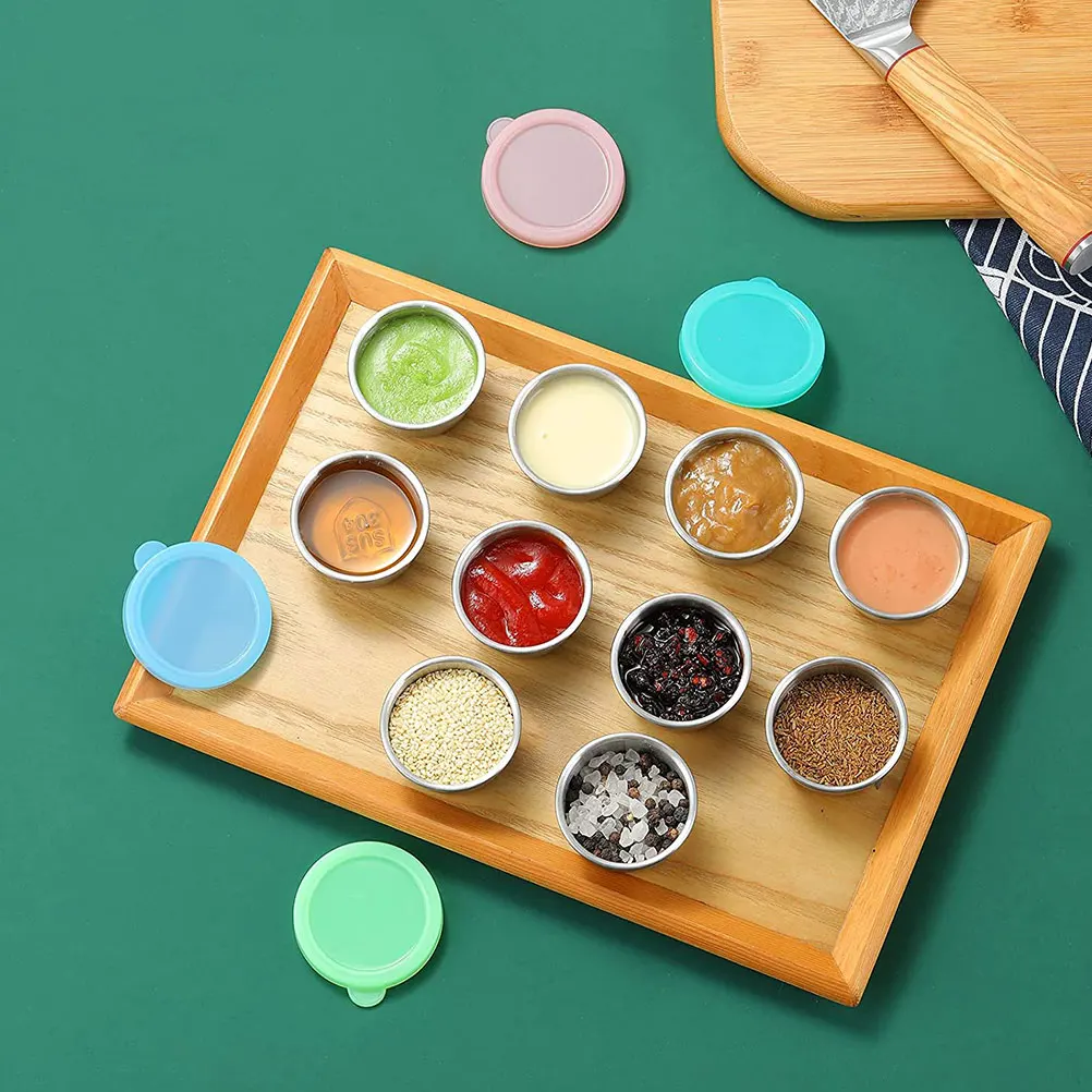 

6pcs Stainless Steel Condiment Containers Mini Sauce Boxes Portable Seasoning Storage For Picnic Outdoor Travel Small Dressing