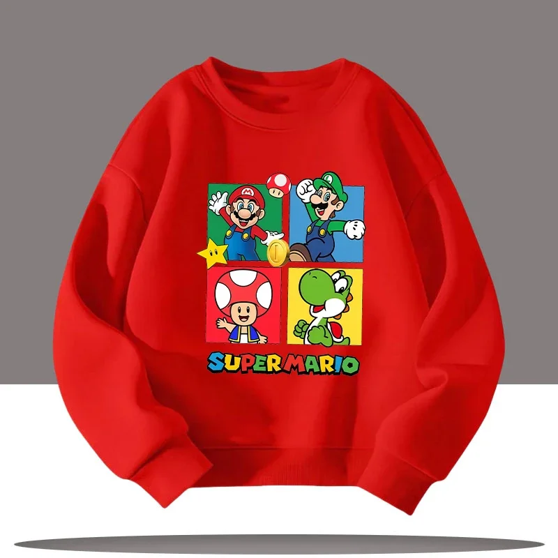

New Boy's crew-neck sports shirt - Mario children's hoodie - Nintendo game cartoon print - girl's casual top - fall/winter coat