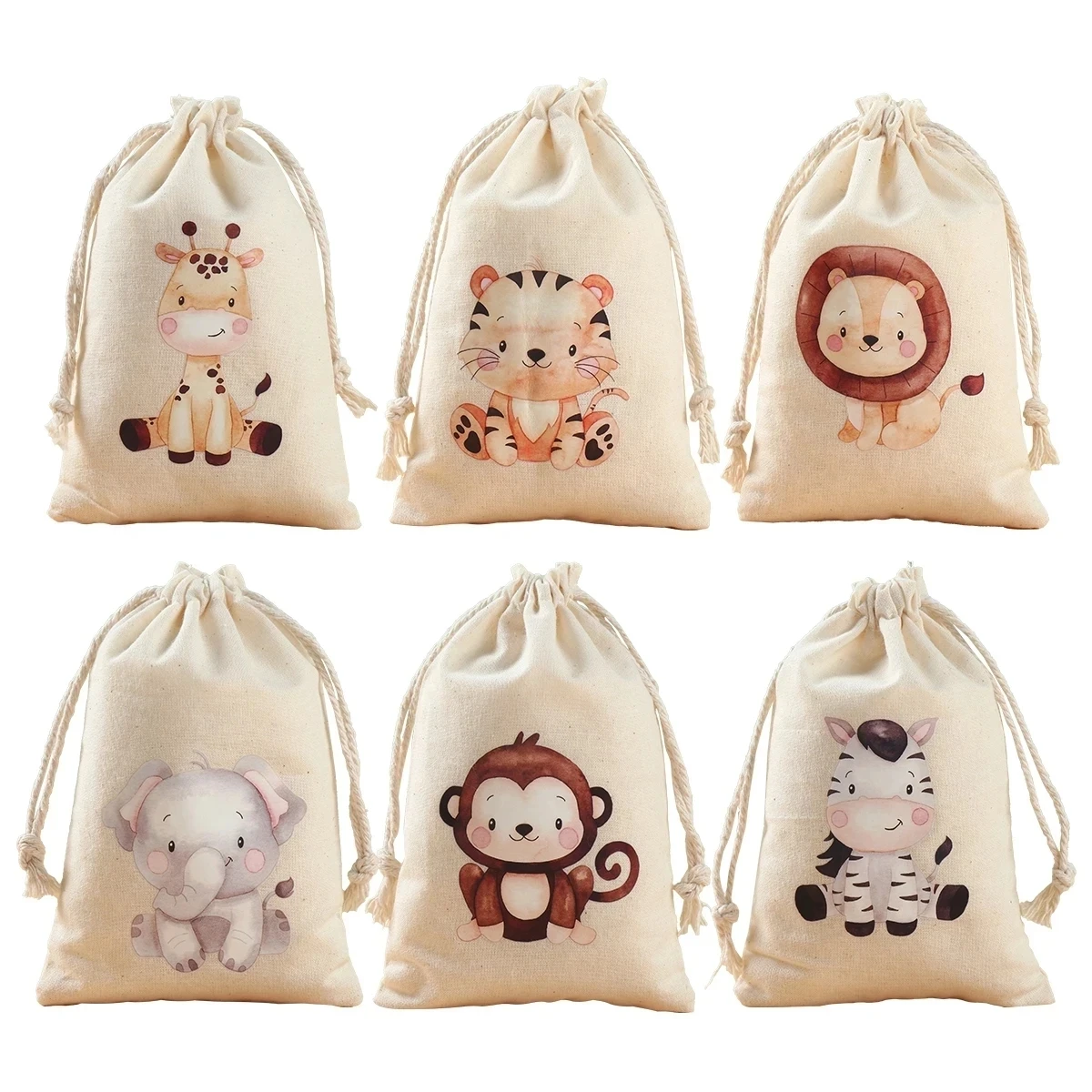 Jungle Animals Candy Bags Wedding Party Safari Birthday Party Decoration Gift Box Jewelry Hessian Sack Pouches Packing Bags