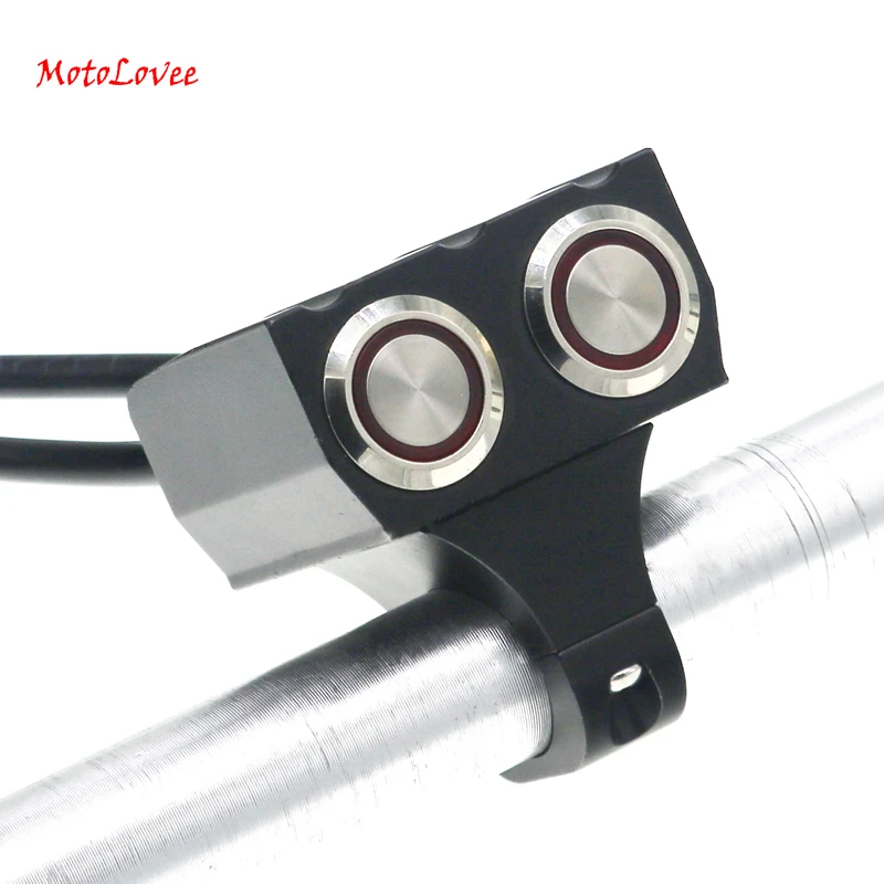 MotoLovee Motorcycle Switches Handlebar Mount Switch Aluminum Alloy Headlight Hazard Brake Fog Light ON OFF Switches Button