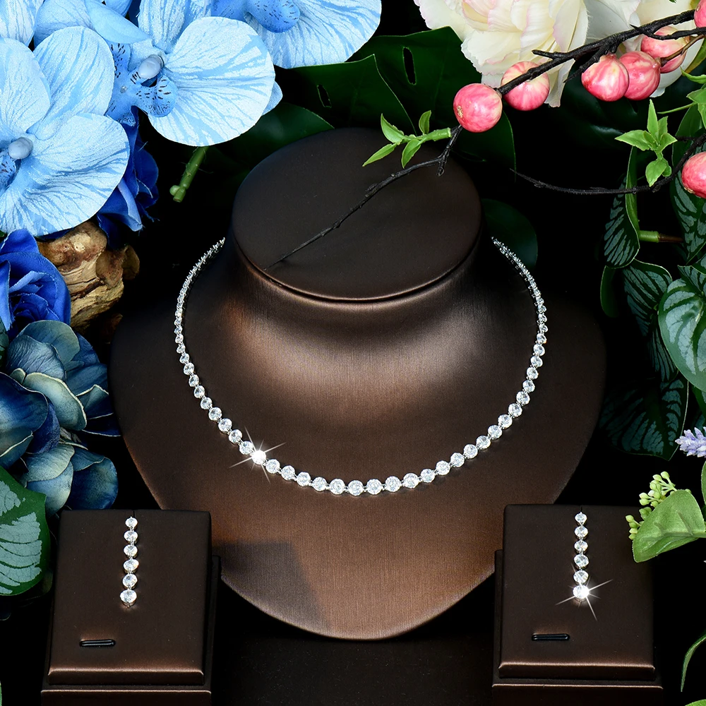 HIBRIDE Luxury Daily Accessories Necklace and Earrings Middle Eastern Women's Jewelry Set Wedding Travel Gift S-1279