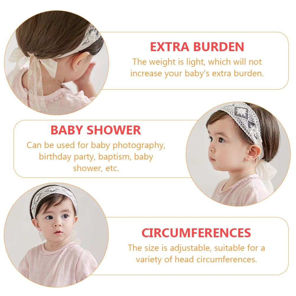 

2 Pcs White Lace 's Princess Hair Belt Accessories for Little Ribbon Headbands