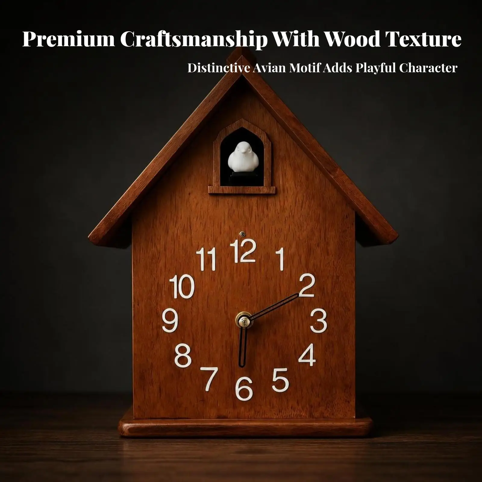 Traditional Pendulum Wall Clock with Bird Nestled in Arch for Cozy Farmhouse Style Living Room