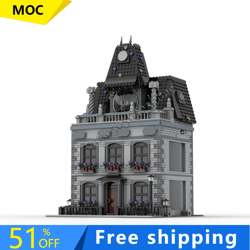 

1584 PCS Wednesday's Mansion Modular Building Block Retro Architecture Model Display Toy Kids Assembly Birthday Christmas Gifts