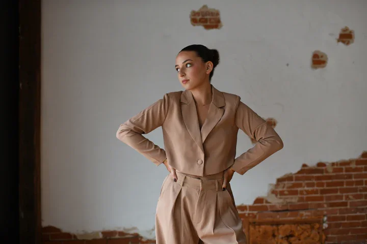 Coffee Casual Women's Suit 2 PCs Business Pants sets One Button Short Blazer Office Ladies Outfit Customized Suit Jacket