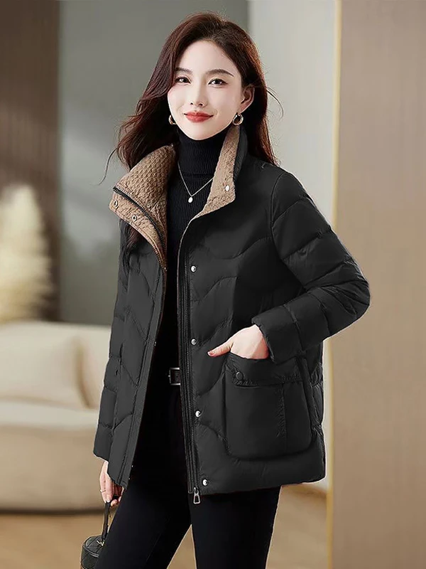 Abrigo acolchado de algodón ligero para mujer, ropa de abrigo de invierno de fibra sintética roja, ajustada, cálida, Sli, color rojo