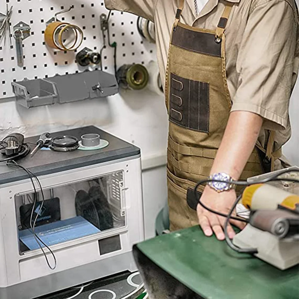 Heavy Duty Welding Apron with Storage Pockets Perfect for Blacksmiths and Craftsmen Adjustable Cross Back Straps