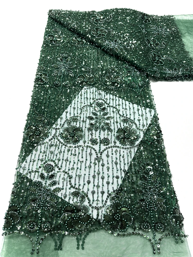 

Green African Sequins Mesh Lace Fabric 2025 High Quality French Groom Lace Fabric Nigerian Lace Fabrics For Women Party Dress