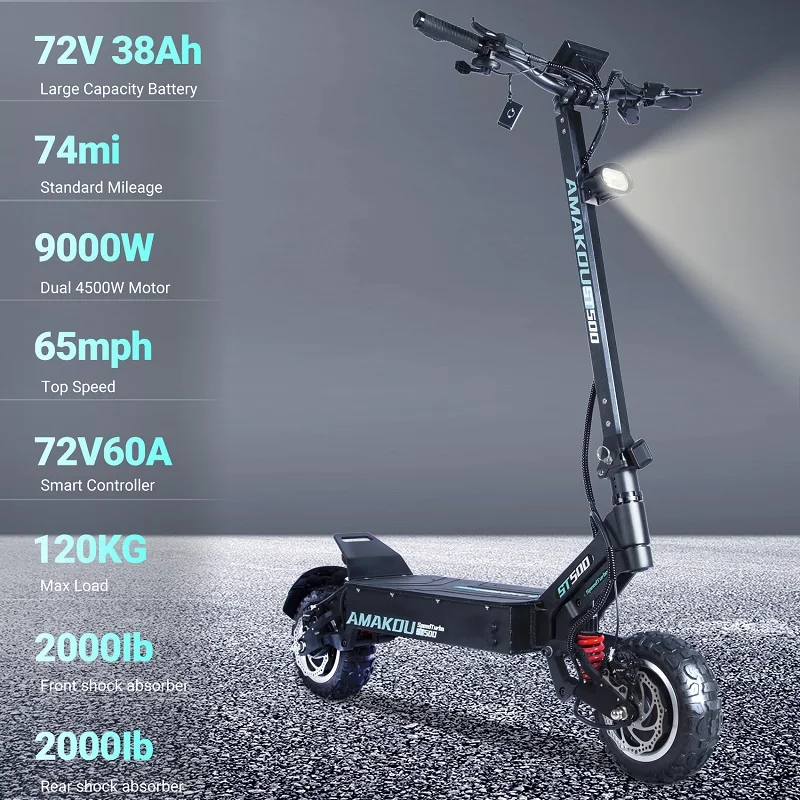 One piece dropshipping 11 inch electric scooter 9000W72V40AH lithium battery electric scooter in stock in the United States